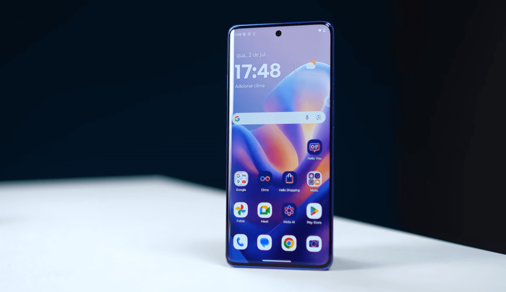 Moto Edge 60 Pro smartphone in Dazzling Blue